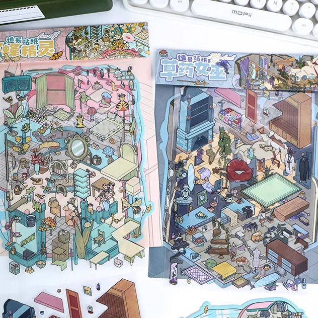 [ชุดสติ๊กเกอร์ภูมิทัศน์] สติกเกอร์ไดอารี่น่ารัก สติกเกอร์กันน้ำ กระดาษโน้ตบุ๊ก ชุดอัลบั้ม