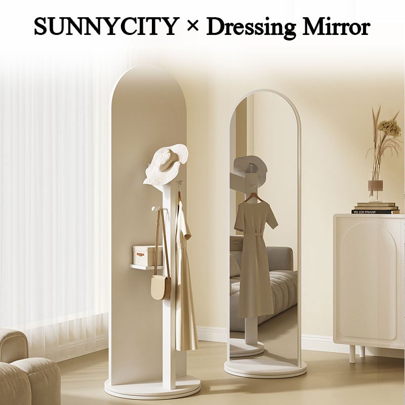 🔥รุ่นใหม่สุด🔥กระจกตั้งพื้นหมุนได้ กระจกเต็มตัวแบบหมุน กระจกหมุนได้ พร้อมราวแขวน พร้อมชั้นวางของ กว้าง30/40/50CM mirror