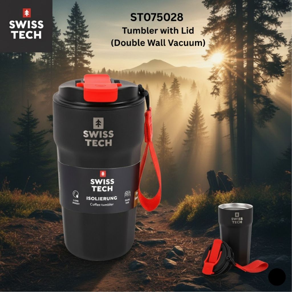 SwissTech รหัส ST075036,ST075028 Tumbler with Lid แก้วเก็บอุณหภูมิ (Tumbler) ขนาด 500 มิลลิลิตร (17 ออนซ์) พร้อมฝาปิด