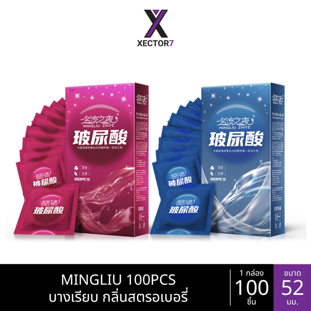 ถุงยาง MINGLIU 100ชิ้น ขนาด52 บางเรียบ (100ชิ้น/กล่อง)