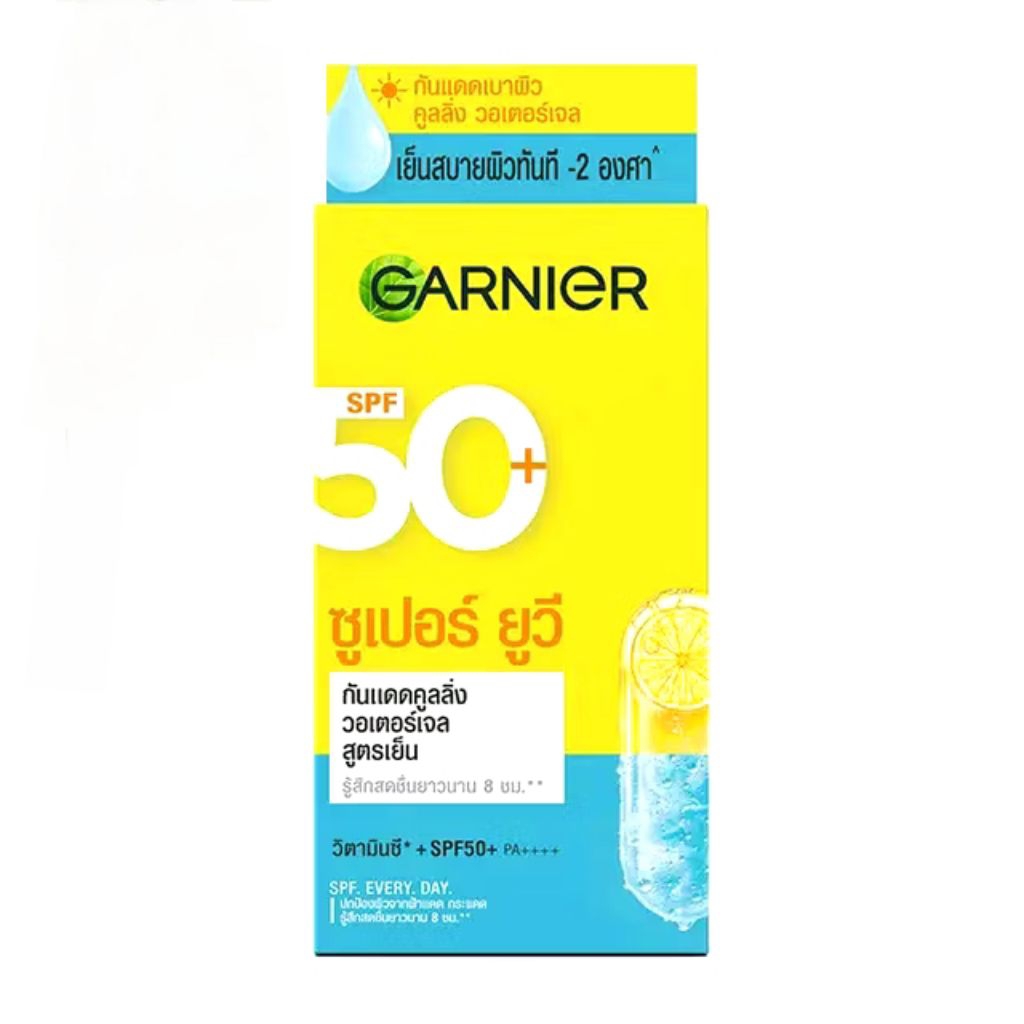 [1กล่อง6ซอง] GARNIER การ์นิเย่ ซูเปอร์ ยูวี คูลลิ่ง วอเตอร์เจล ซันสกรีน SPF50+ PA++++ แบบซอง 7กรัม