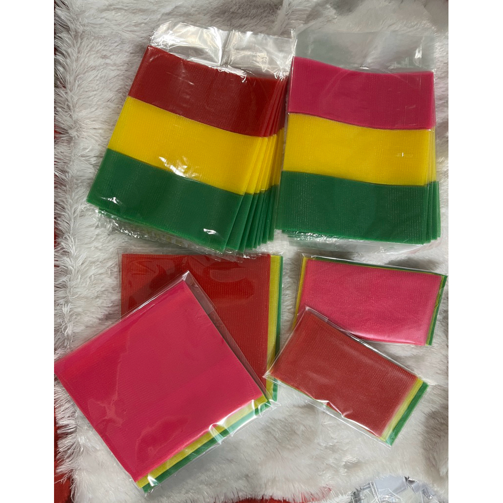 ผ้าสามสี 1 เมตร ผ้า3สี ผ้าผูกศาล ผ้าแพรเยื่อไม้ หน้ากว้าง 2.5 – 6 นิ้ว