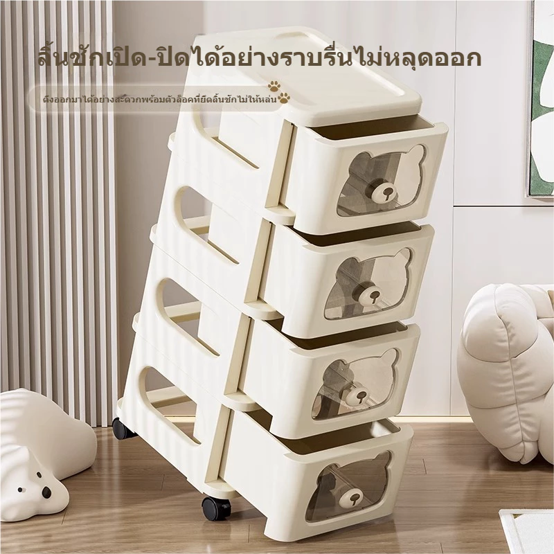 ชั้นเก็บของสำหรับเด็ก ชั้นวางของมีล้อ 6/5/4/3/2ชั้น นชักใส่ของอเนกประสงค์ รถเข็นเก็บของวางของพลาสติก ของใช้ในบ้าน thumbnail 3