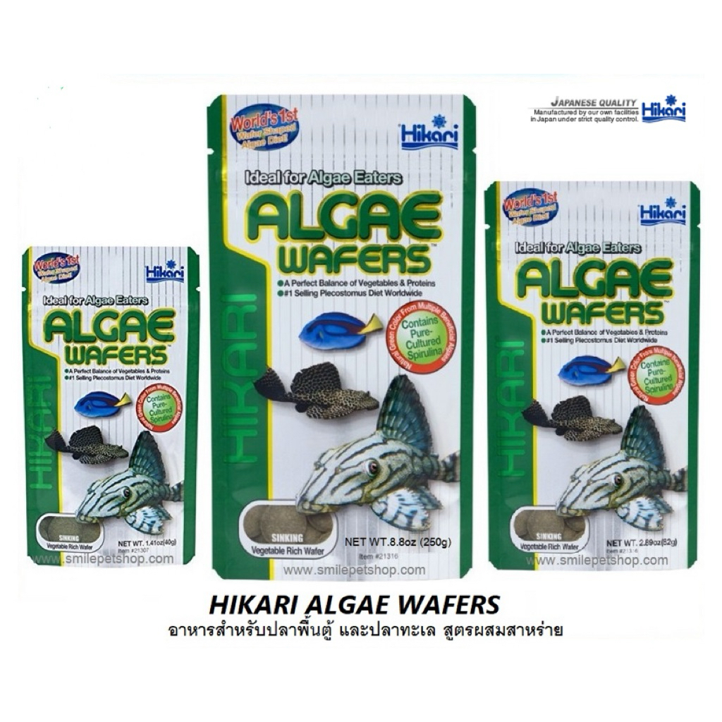 Hikari Algae Wafers (อาหารสำหรับปลาพื้นตู้ และปลาทะเล สูตรผสมสาหร่าย)