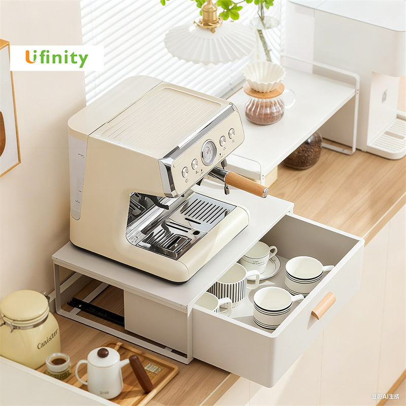Lifinity ชั้นวางเครื่องชงกาแฟ ตะกร้าดึงออกได้พร้อมรางลิ้นชัก ที่เก็บแก้ว/แคปซูลกาแฟ/เมล็ดกาแฟ