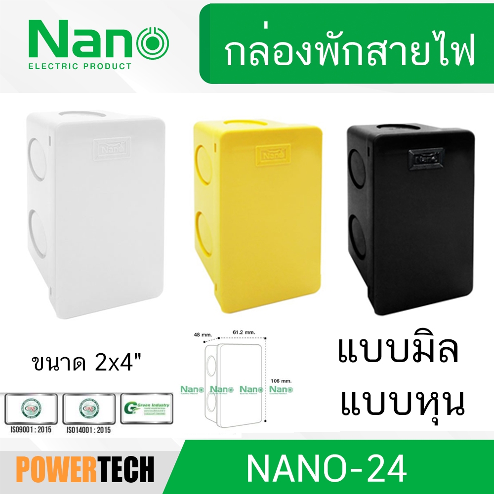 กล่องพักสาย 2x4  NANO 24MB 24M 24Y 24B 24W  แบบมิล แบบหุน 1 ชิ้น