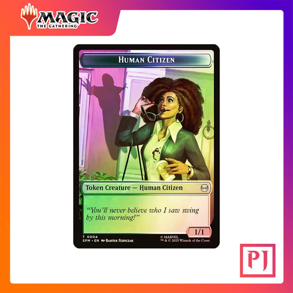 [MTG] Human Citizen Token // Treasure Token [SPM] [TOKEN] [COMMON] [FOIL] [ENG] (การ์ดเมจิค / Magic the Gathering)