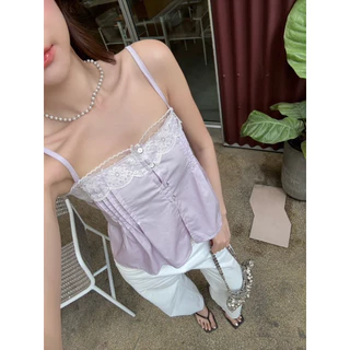 สายปรับได้🌟Mamildya.shop🌟เสื้อสายเดี่ยวบอลลูน ทรงยอดฮิต เนื้อผ้าตารางสีละมุนมากๆ/ S1-5/TOT-ลูน1