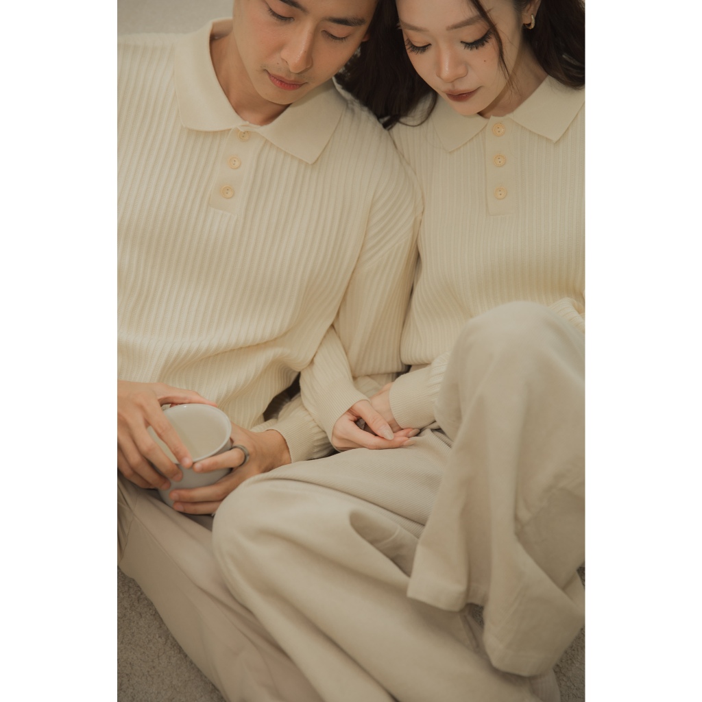 Newyork sweater ( unisex ) เสื้อสเวตเตอร์คอปกสีพื้น ผ้าทอกำลังพอดี | coatsweater
