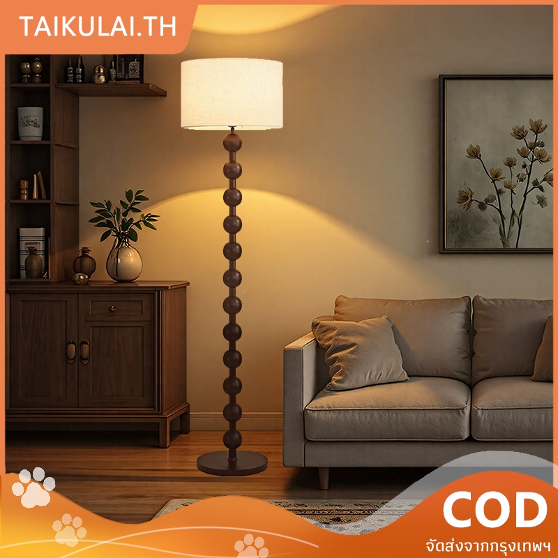 โคมพื้น floor lamp โคมไฟตั้งพื้นย้อนยุค ห้องนั่งเล่นห้องนอน แสงบรรยากาศ ไม้เนื้อแข็ง
