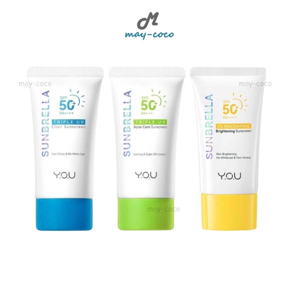 ถูก/แท้/มีไลฟ์ กันแดด YOU Y.O.U Triple UV Elixir/Acne Care Sunscreen SPF 50+ PA++++ กันแดดทาหน้า ครี
