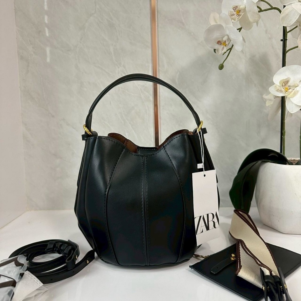 พร้อมส่ง กระเป๋าสะพายข้าง ทรางขนมจีบ Zara สีดำ ผู้หญิง น่ารัก