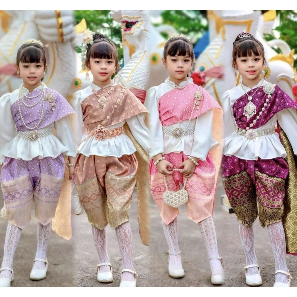 Newชุดไทยเด็กผู้หญิงชุดไทยใส่ไปโรงเรียนชุดไทยออกงานเหมาะสำหรับ2-7ปี