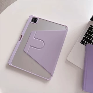 เคสแท็บเล็ต 360 องศา สำหรับ Samsung Tab S6 lite Tab S7 S8 S9 FE Tab A9 Plus A7 lite S10FE หลังโปร่งใส มีช่องใส่ปากกา