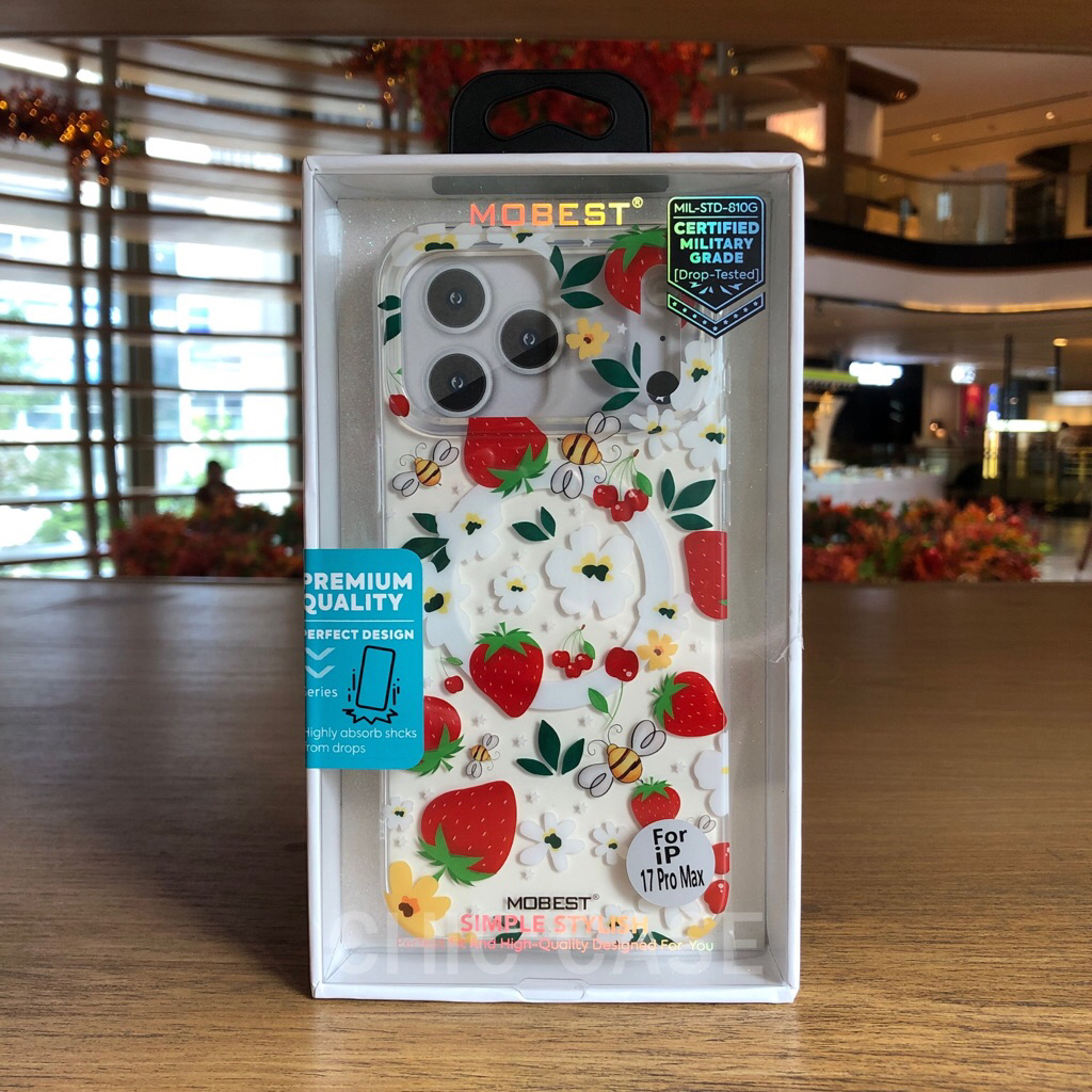 Mobest เคสใส iPhone ลายสตรอว์เบอร์รี น่ารัก | เคสไอโฟน 17 Pro max / 16 Pro Max / 15 Pro Max