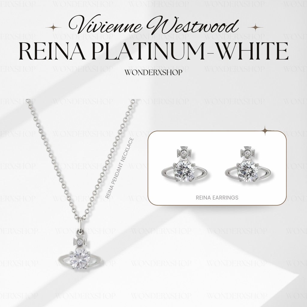 💓New💓💎Vivienne Westwood Reina Pendant Necklace⚡️Earrings ของแท้💯