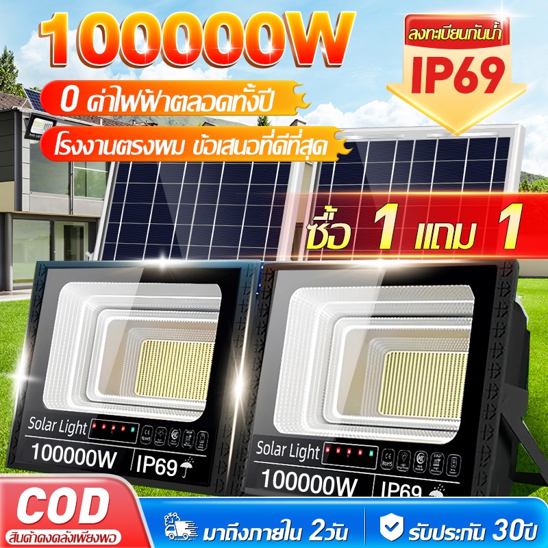 💡ซื้อ 1 แถม 1 ไฟโซล่าเซลล์ ไฟโซล่าเซล solar light กันน้ำกลางแจ้ง IP67กันน้ำ กันฟ้าผ่า แสงขาว ไฟสว่างมาก เปิดปิดอัตโนมัติ