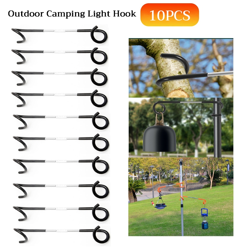 ขาตั้งโคมไฟ ะขอแขวนตะเกียง โลหะ ตะขอโคมไฟโลหะรูปร่างเกลียว ตะขอแขวนโคมไฟปิกนิก สําหรับตั้งแคมป์กลางแจ้ง 26cm