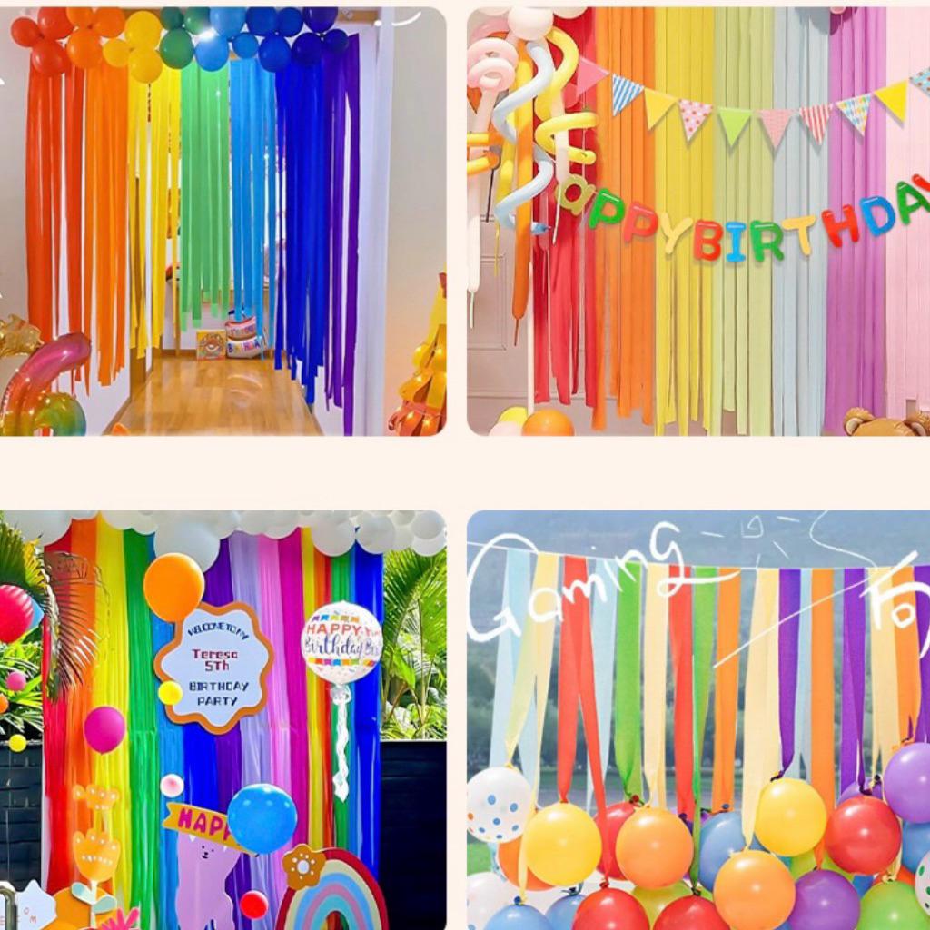 A1332 กระดาษเครปสี ริบบิ้นม้วนกระดาษ งานเลี้ยงวันเกิด งานแต่งงาน โรงเรียนอนุบาลตก สงกรานต์