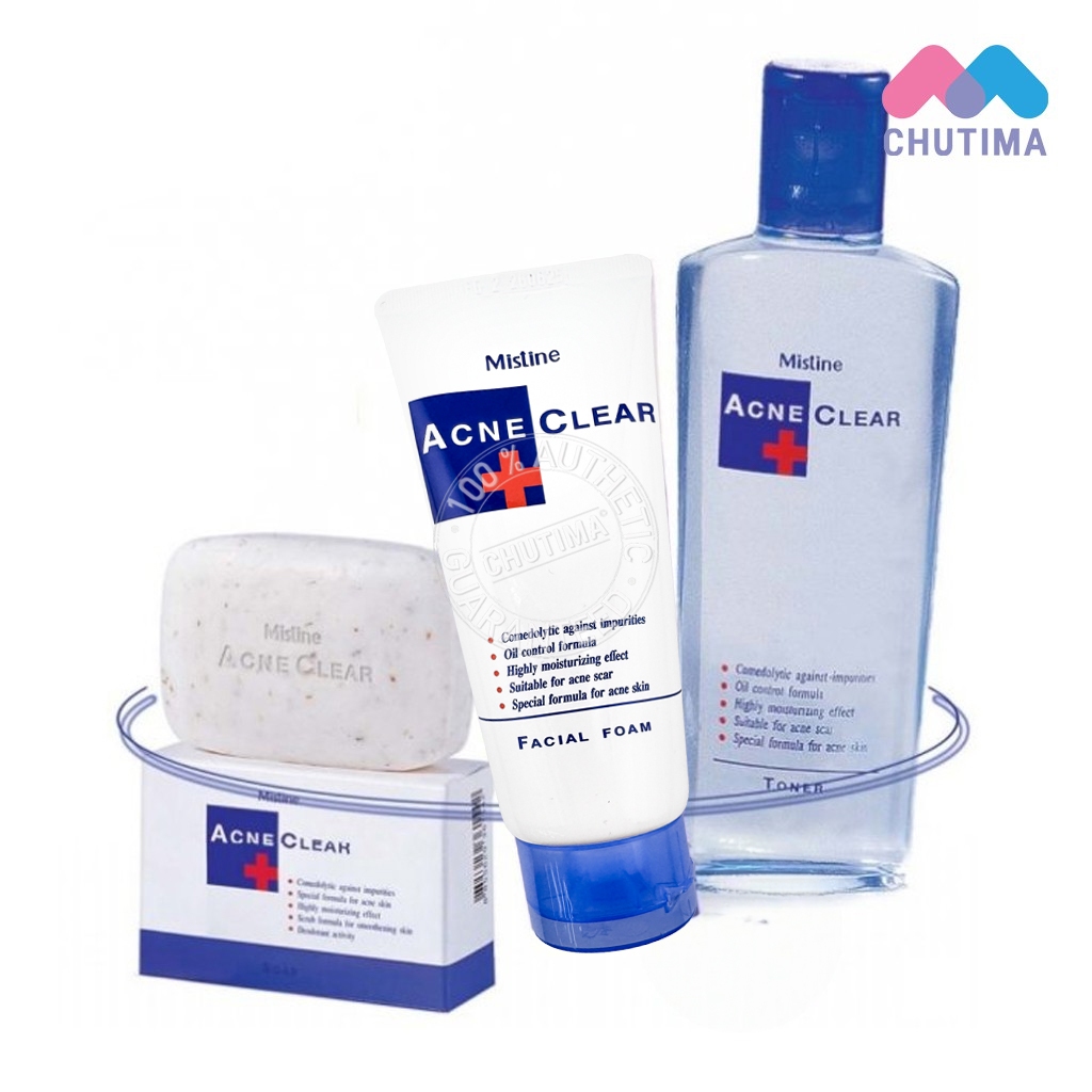 โฟมล้างหน้า/ โทนเนอร์/ สบู่ มิสทิน แอคเน่ เคลียร์ Mistine Acne Clear Facial Foam/ Toner/ Soap