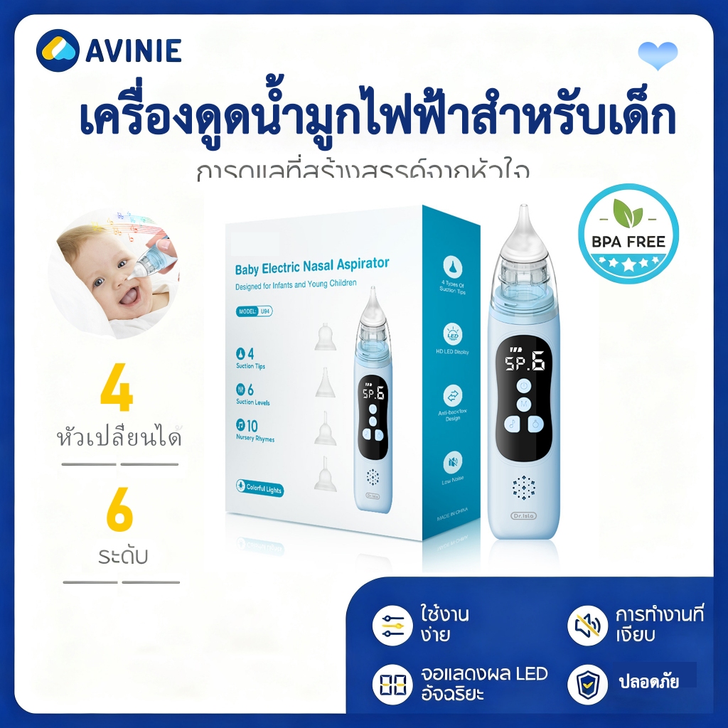 AVINIE  เครื่องดูดน้ํามูกเด็ก  เครื่องดูดน้ำมูก อัตโนมัติ 3เกียร์ เครื่องดูดน้ำม
