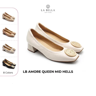 LA BELLA รองเท้าคัชชูส้นสูงหนังแกะ รุ่น LB AMORE QUEEN MID HEELS 9 สี