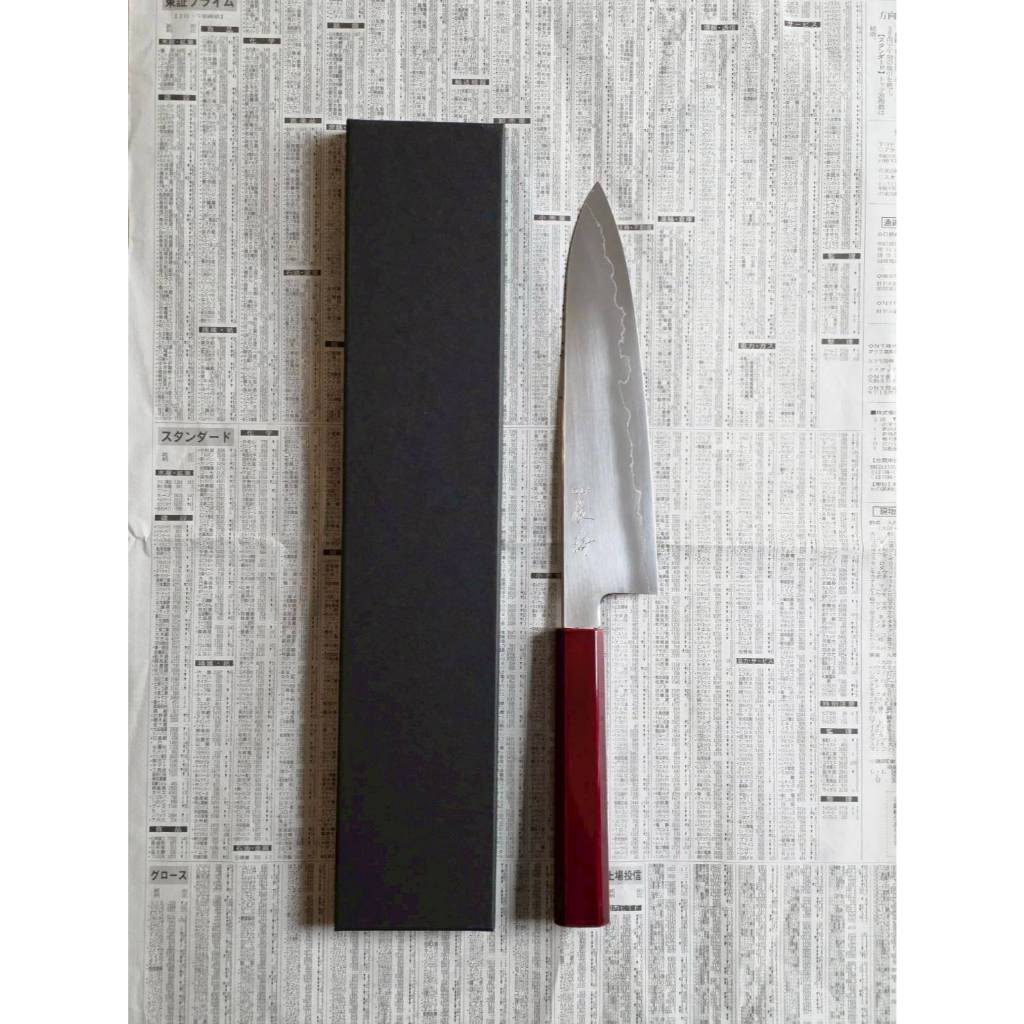 KK023 Nakagawa Ginsan Haukashi Gyuto 210 mm. Red Urushi Handle (มีดญี่ปุ่น)