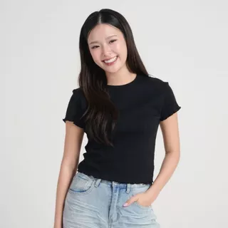 MEET ME - Top 0015 I WAVIE เสื้อครอปผ้าถักแต่งแขนและปลายเสื้อ