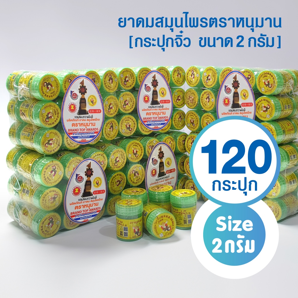 [แพ็ค 120 กระปุก] ยาดมตราหนุมานจิ๋ว (10โหล ขนาด 2 กรัม) Hanuman Brand 2 grams