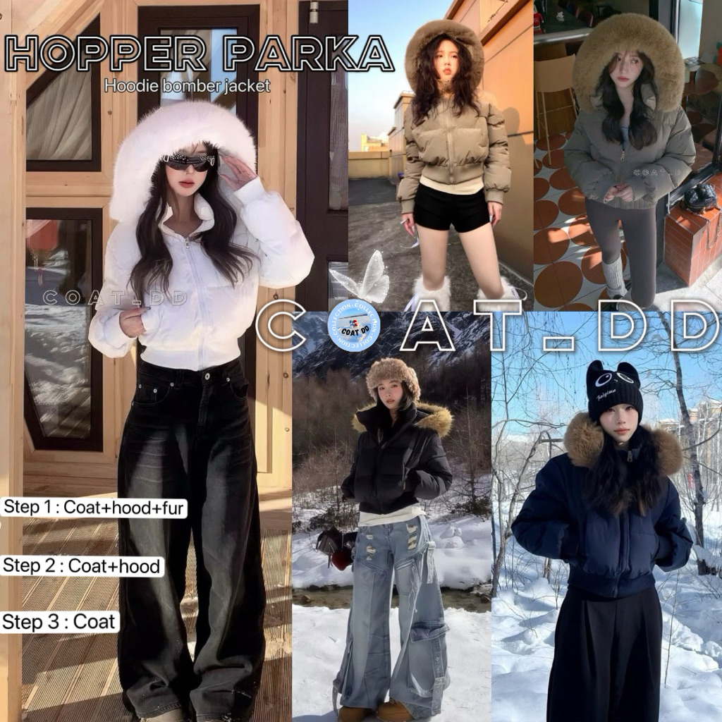 DD(no.137)★🎧HOPPER PARKA hoodie bomber jacket ✨♡₊แจ็คเก็ตฟังก์ชัน ”3-in-1“ ✨จ่าย1ได้ถึง3คุ้มค่าเหมือนได้เสื้อ3ตัว