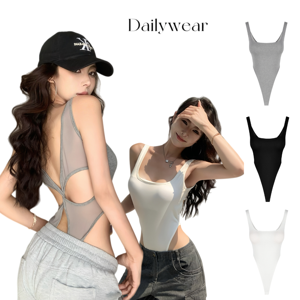 Dailywear พร้อมส่ง ✨พร้อมแผ่นรองหน้าอก Kink Halter Camisole ผู้หญิงฤดูร้อน Slim-fit Design รู้สึกสาวร้อนด้านนอกสีเทา