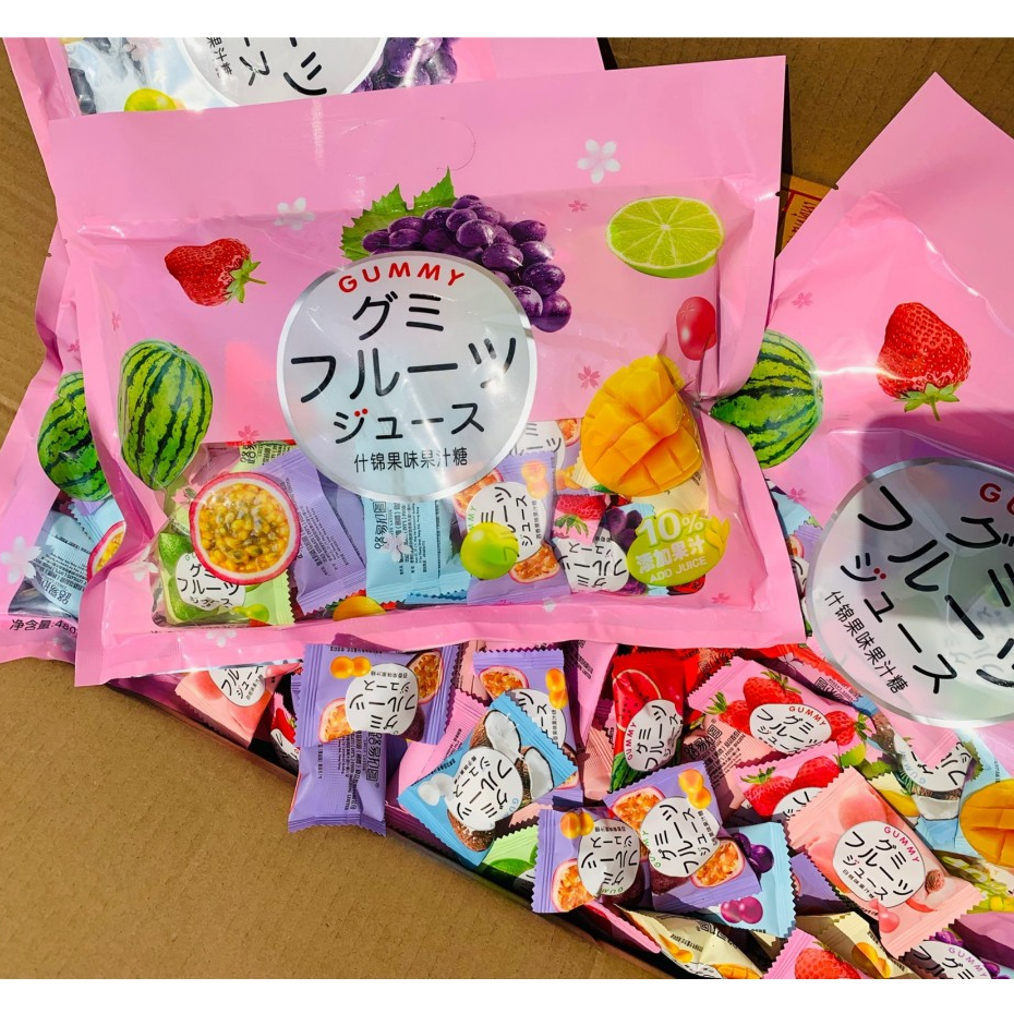 เยลลี่กัมมี่ ญี่ปุ่น Gummy เยลลี่หนึบหนึบ รสผลไม้ คละรสรวม 8 รสชาติในห่อ  (น้ำหนัก 480 กรัม/ถุง)