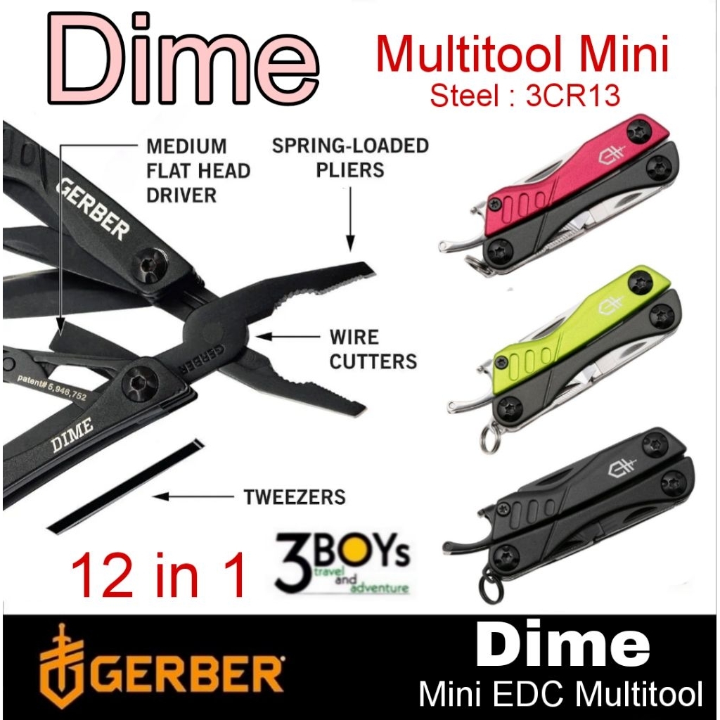คีม Gerber รุ่น Dime 12-in-1 Mini EDC Multitool มีเครื่องมือที่จำเป็นใช้ได้ทุกวัน ขนาดกะทัดรัด  น้ำห
