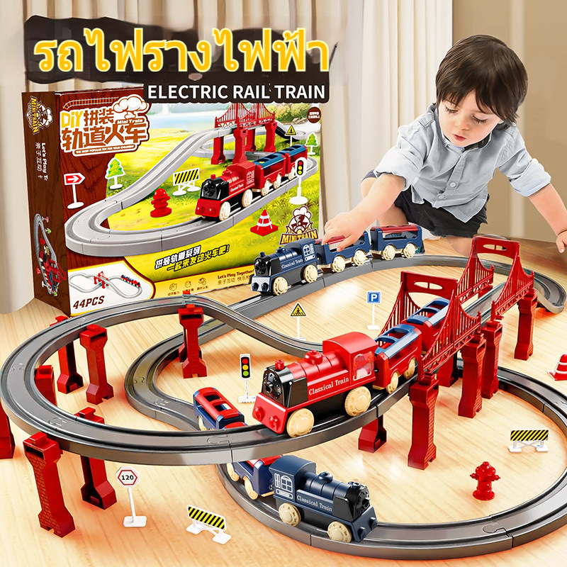 รถไฟความเร็วสูงข้ามพรมแดนพร้อมแทร็คเด็กชายและเด็กหญิงประกอบโมเดลของเล่นรถจำลองของขวัญวันเกิด