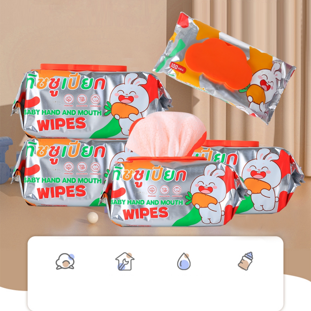 10ห่อ-กระต่าย ทิชชู่เปียกไซส์ใหญ่ จัมโบ้ ทิชชู่เด็ก อ่อนโยน ปราศจากแอลกอฮอล์ ฝาพิเศษ