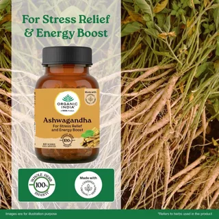 โสมอินเดีย ออร์แกนิค ORGANIC INDIA Ashwagandha Capsules - 60 แคปซูล