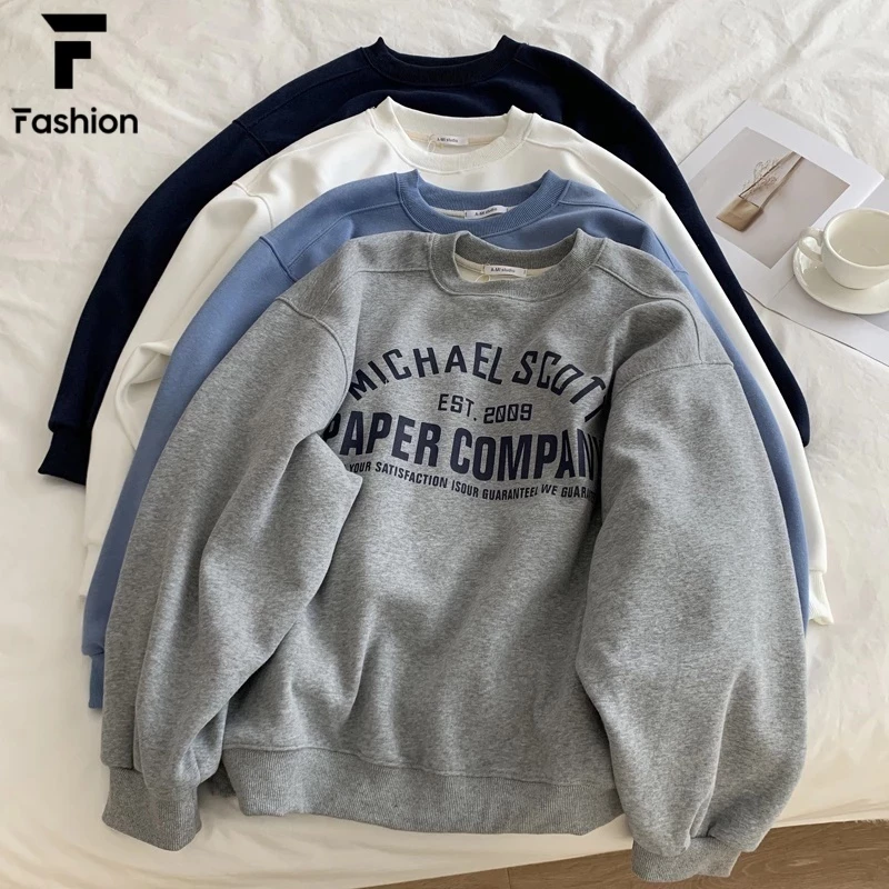 ส่งไวจากไทย เสื้อสเวตเตอร์ ลายพิมพ์ แขนยาว สไตล์เกาหลี โอเวอร์ไซซ์ สำหรับผู้หญิง unisex