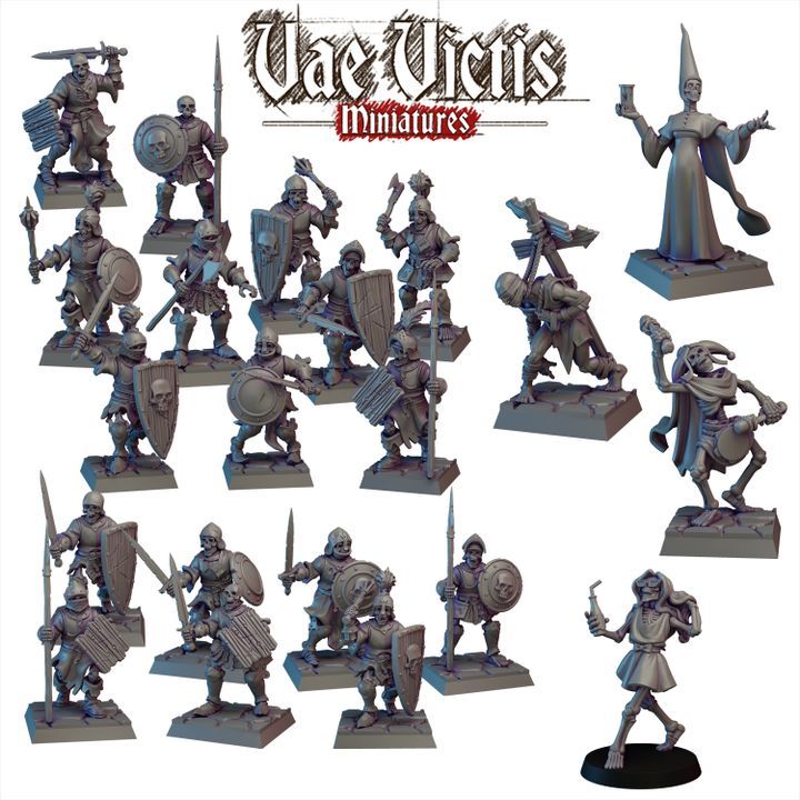 Reanimated warriors 1  : Collection : Miniature Resin โมเดลบอร์ดเกม ผลิตตามสั่ง DnD Skeleton