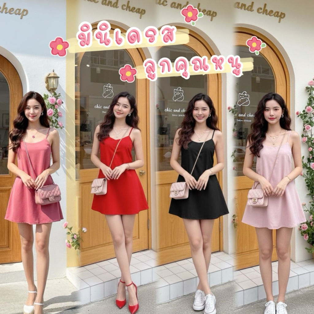 New 🔥 มินิเดรสสายเดี่ยว กระโปรงสายเดี่ยว สุดน่ารัก ลุคคุณหนู ของแบรนด์เราเอง ไม่ซ้ำใคร CC🧡