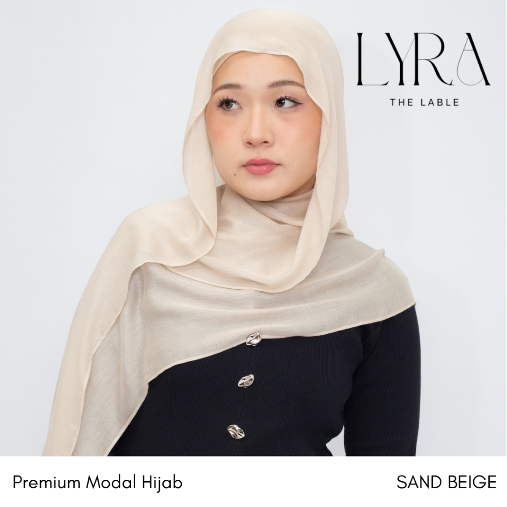 Lyra the Lable Premium Modal Hijab set in SAND BEIGE ไลร่า พรีเมียมโมดัลฮิญาบเซ็ตคู่อินเนอร์