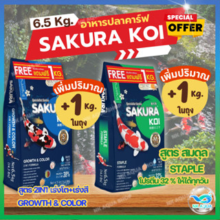 🔰ฟรี❗ +1กก.ในถุง 🔰อาหารปลาคาร์ฟ Sakura Koi 🟠 สูตรเร่งโต 🟢 สู…