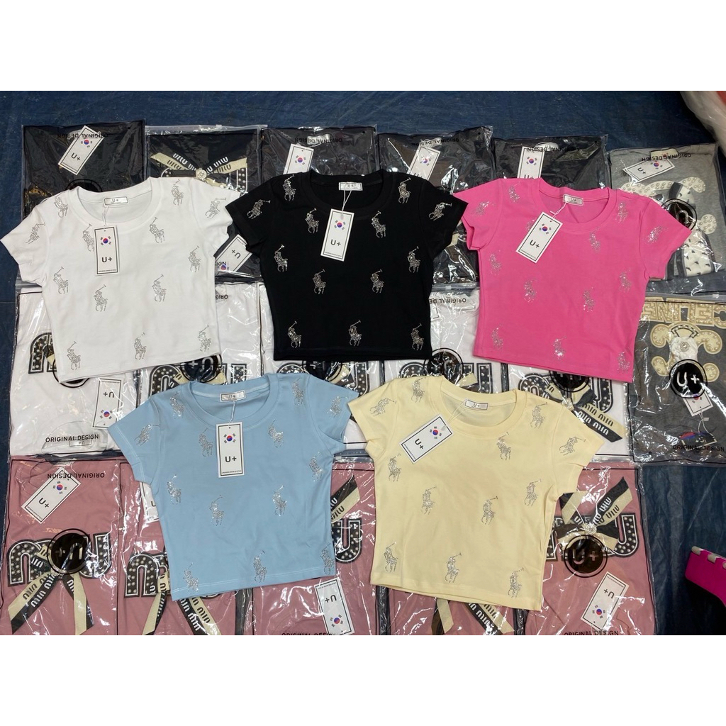 # ป้ายU+ ครอปผ้านิ่มรีดเพชร ลายยอดฮิต ผ้าดี ราคาถูก งานตรงปกมากใสาสบายๆจ้า
