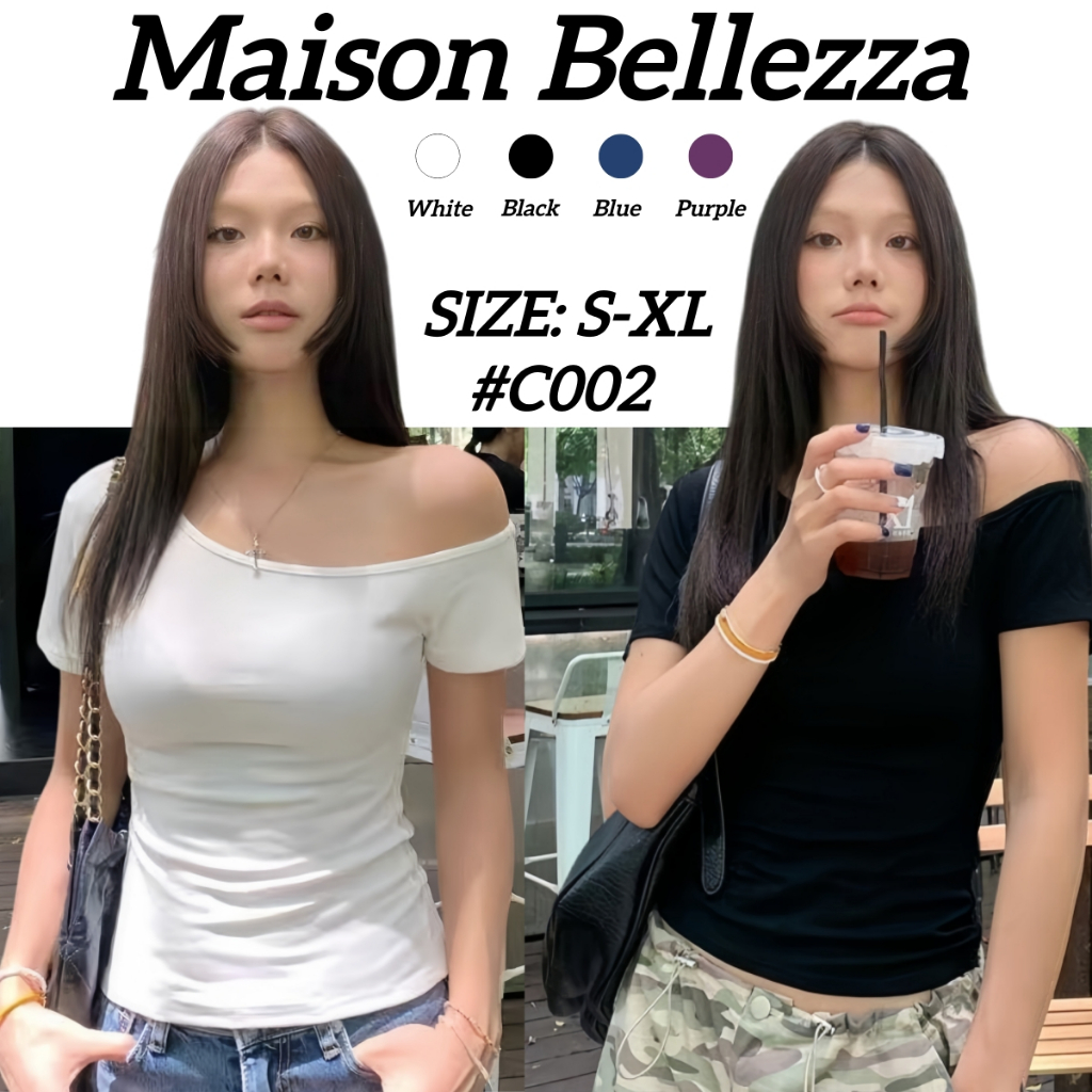 พร้อมส่ง เสื้อยืดผู้หญิง คอไม่สมมาตร ครอป แขนสั้น เสื้อแขนสั้นปาดไหล่ข้างเดี่ยว สีพื้น แมทช์ง่าย ต้องมี#C002