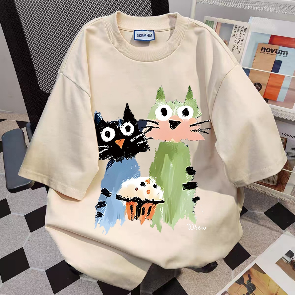 เสื้อยืดแขนสั้นสไตล์อเมริกัน สำหรับทั้งชายและหญิง มีไซส์ M-XXXL สไตล์สตรีทแวร์ คอกลม จัดส่งรวดเร็ว