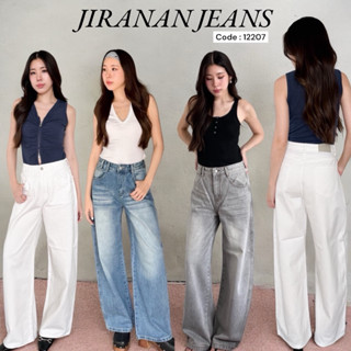 JIRANAN  กางเกงยีนส์ขากระบอกใหญ่ เก็บทรง ผ้าไม่ยืด เฟดสีสวย …
