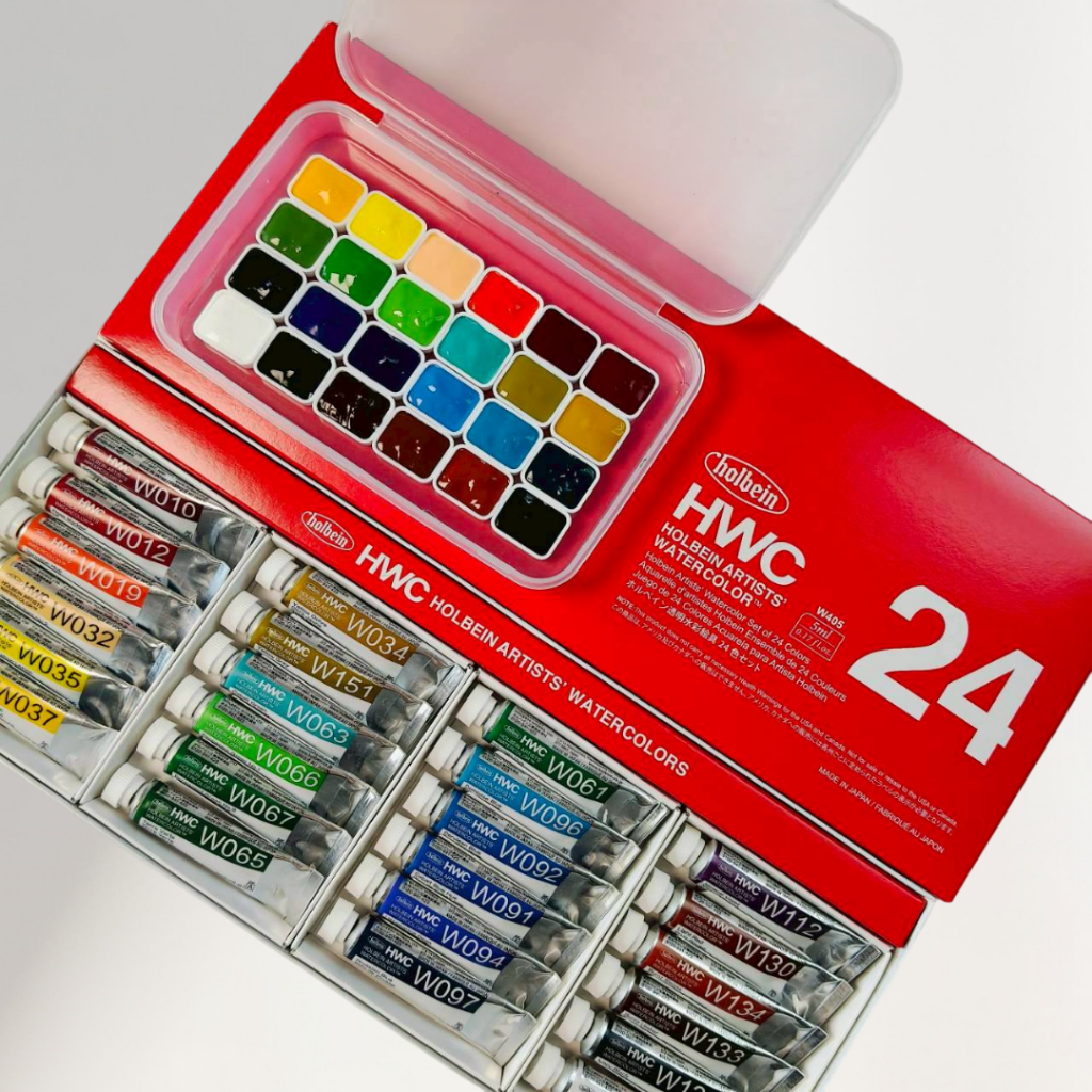 สีน้ำตลับ  HWC  Holbein artists 24 colour แบ่งแพน set 24 สี