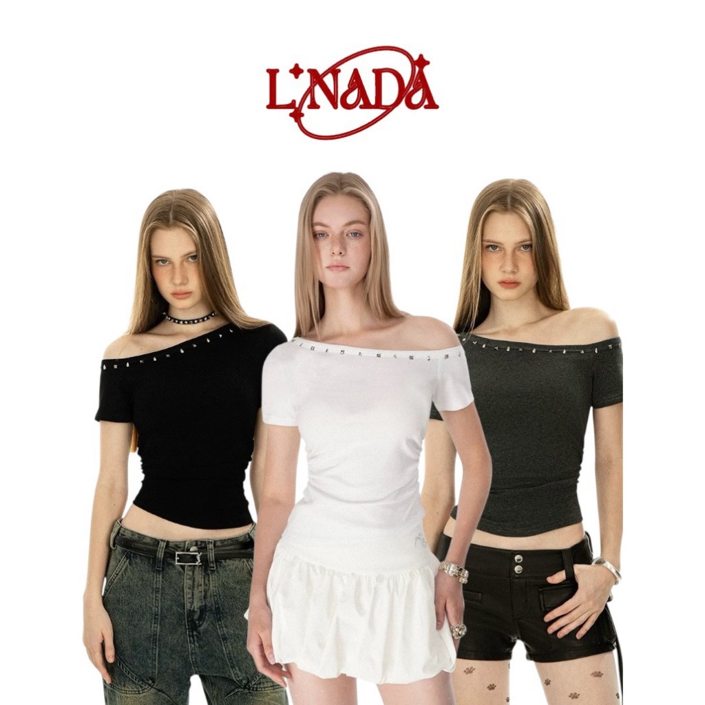 L'NADA【พร้อมส่ง】เสื้อแขนสั้นเปิดไหล่ เข้ารูปอวดหุ่นใส่กับอะไรก็แมทซ์ง่าย มี3สี