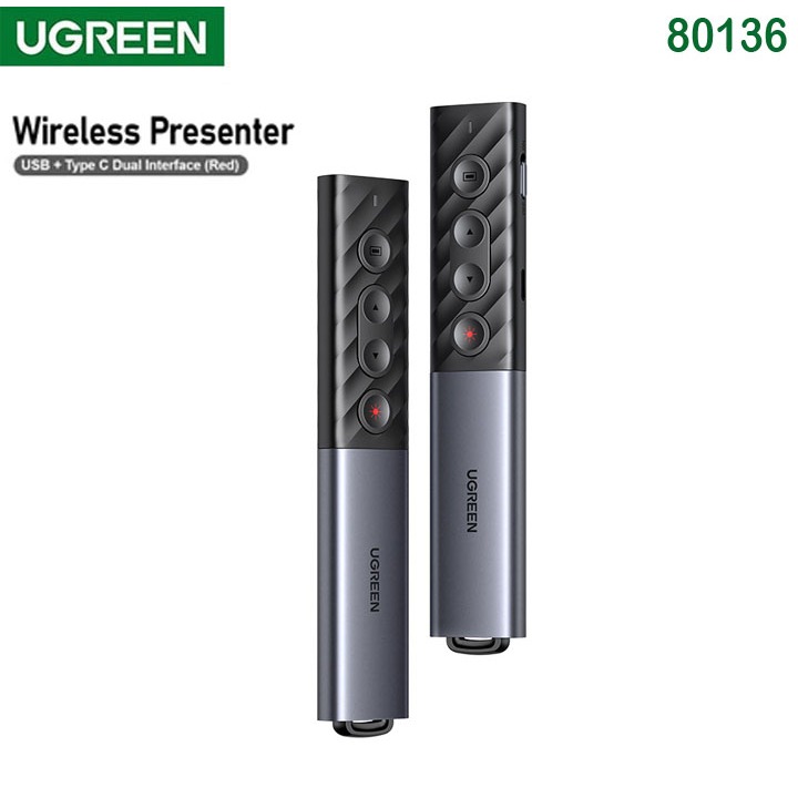 UGREEN 80136 Wireless Presenter Dual Conection (USB and Type-C) (1ชิ้น)