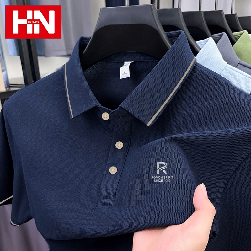 HYPNOS 2321-Rเสื้อโปโลผู้ชาย สไตล์สปอร์ต แขนสั้น ผ้าฝ้ายแท้ ใส่สบาย เสื้อโปโล Unisex ผู้ชาย ผู้หญิง สีพื้น สไตล์มินิมอล - รูปที่ 2