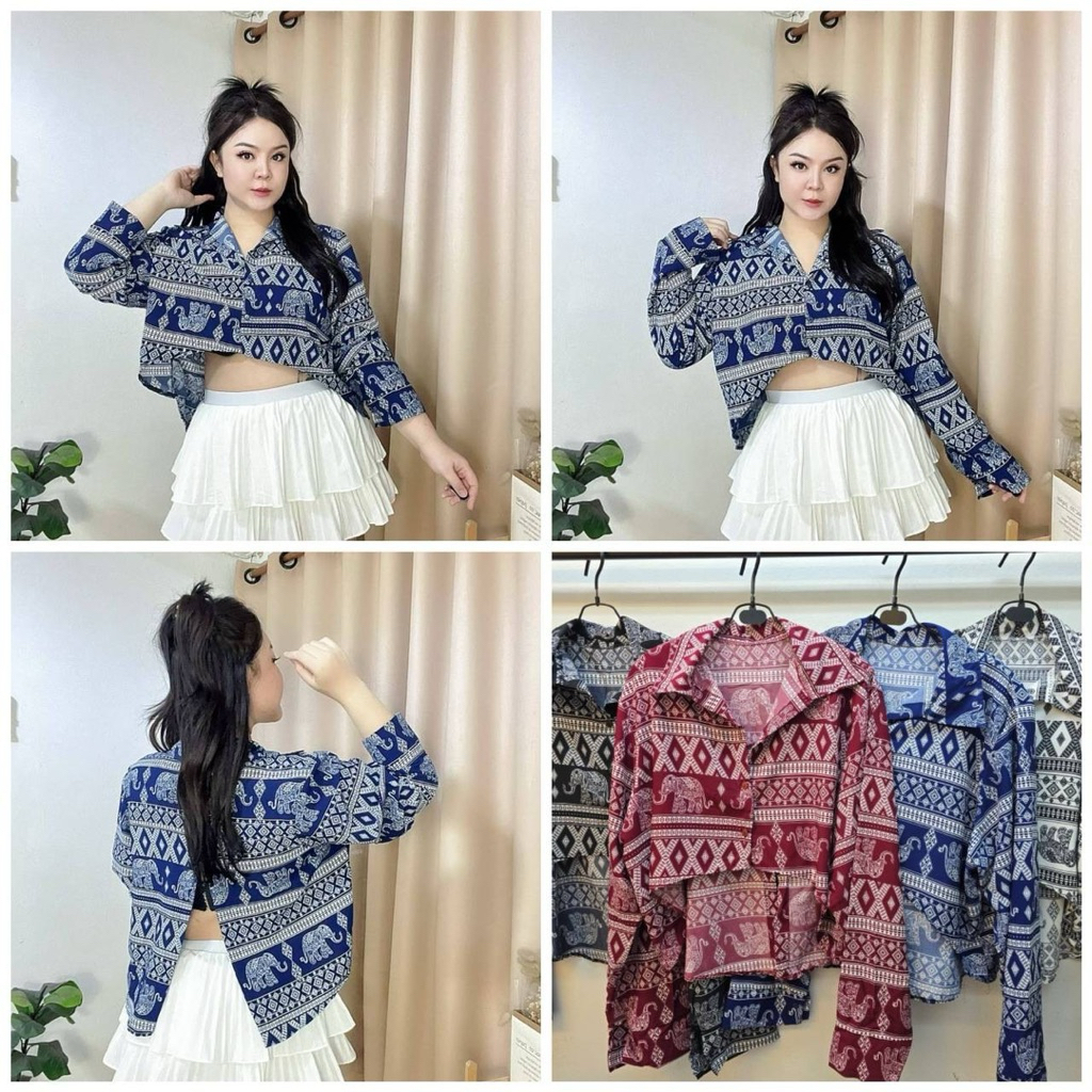 JIRA🐳|เสื้อผ้าไหมอิตาลี่พิมพ์ลาย หน้าสั้นหลังยาว อกหน้าผ้า 50 นิ้ว อก 38 - 48 นิ้ว ใส่ได้